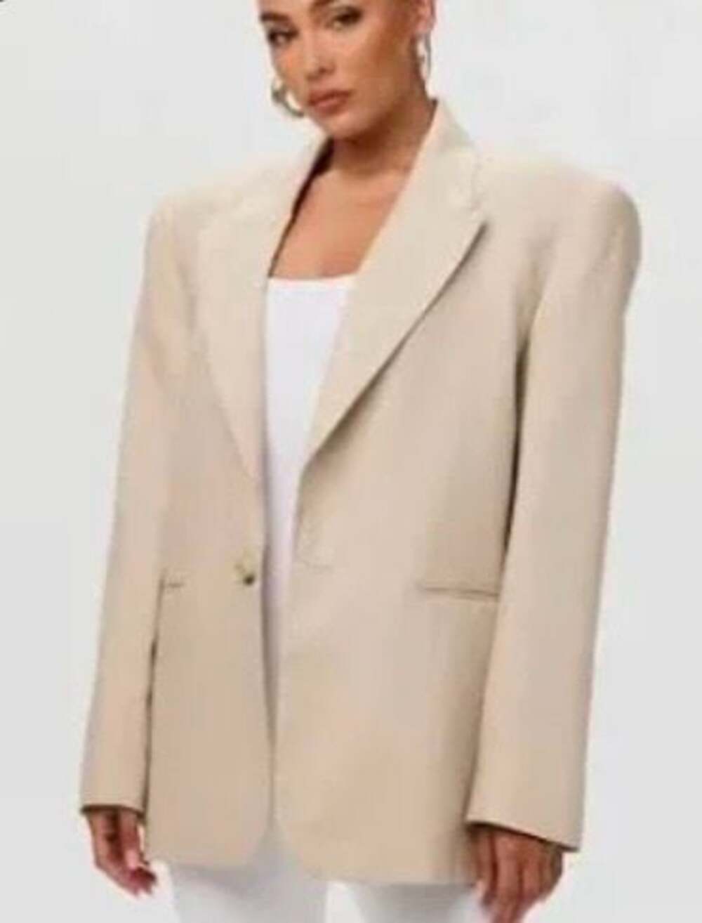 Naked Wardrobe Tan Linen Blazer Jacket
